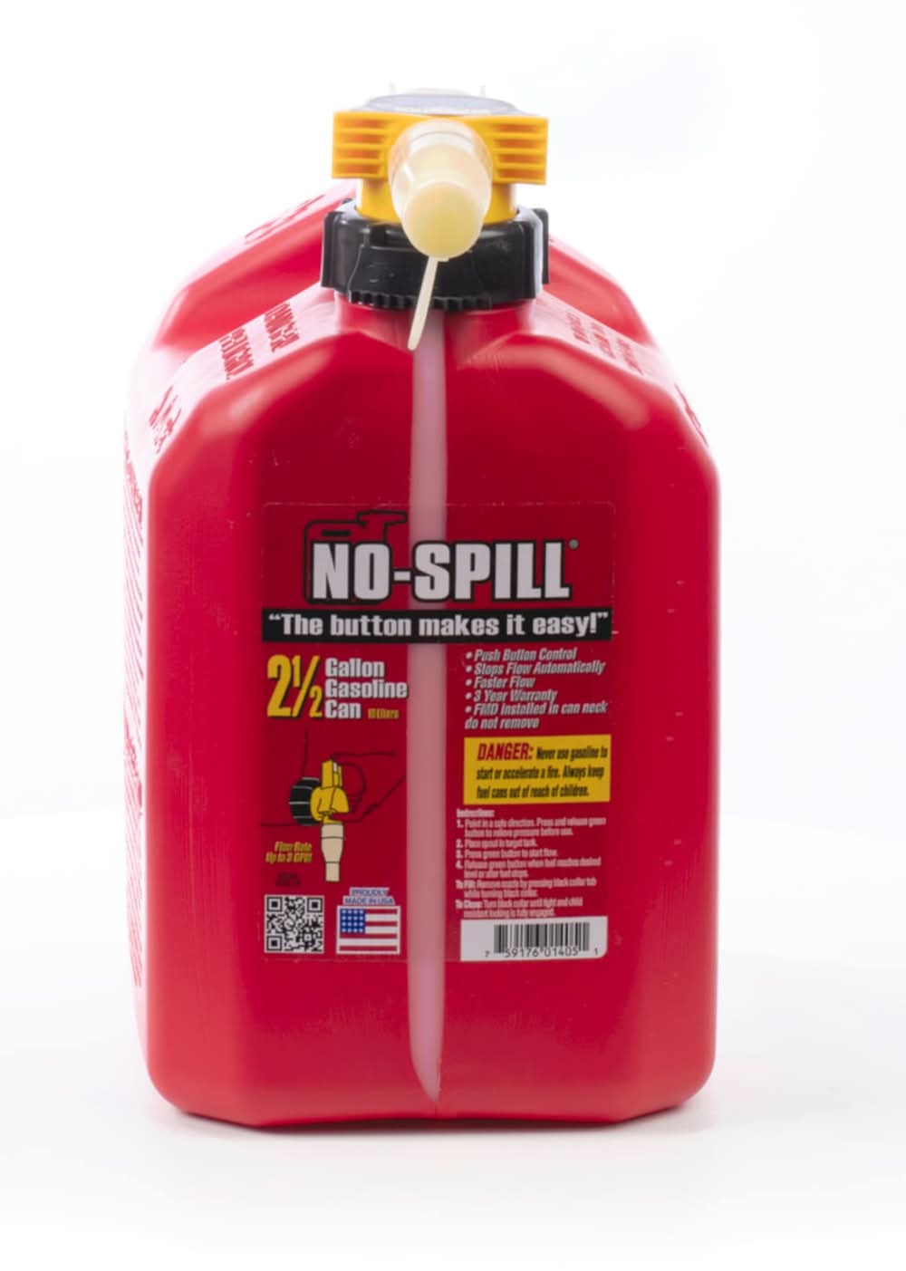 No Spill 2.5-Gallon Plastic Gasoline Can