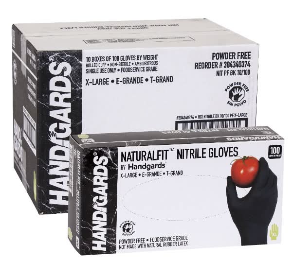 Handgards Naturalfit Nitrile Gloves, Extra Large, Black (100 ct)