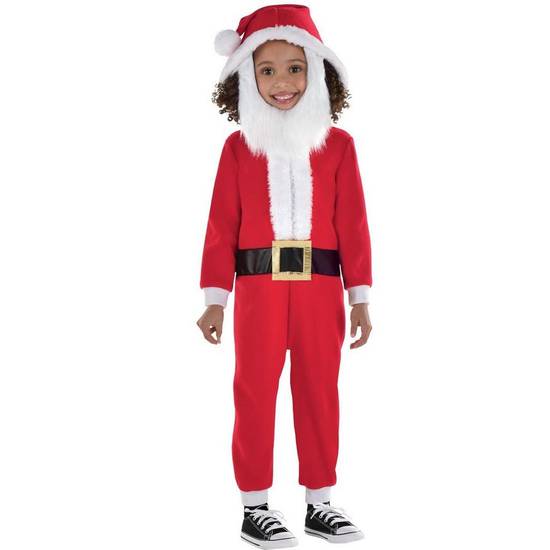 Kids' Santa One Piece Zipster Costume with Removeable Beard - Size - XS