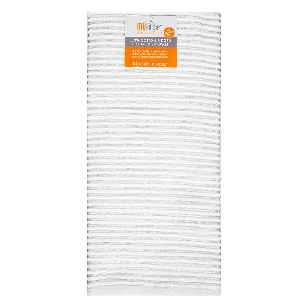 MÜkitchen White Cotton Ridged Texture Dishtowel