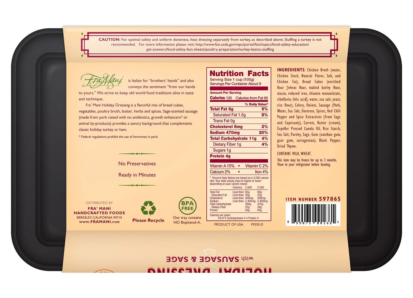fra'mani holiday dressing with sausage and sage Framani Holiday Dressing with Sausage and Sage