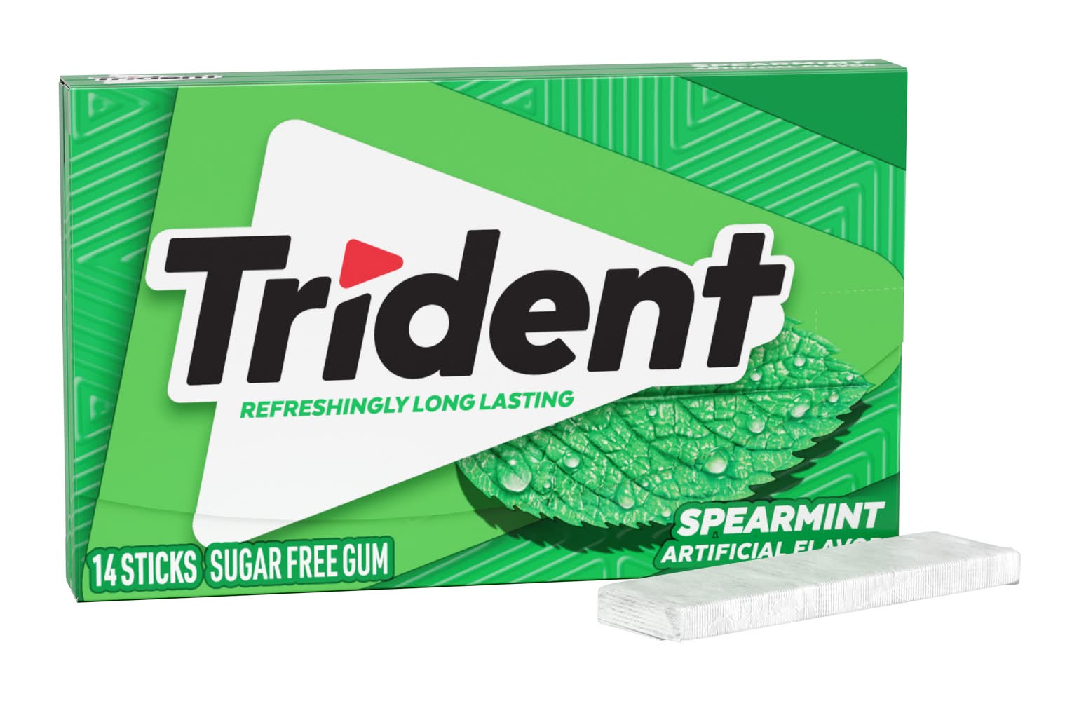 Trident Refreshingly Long Lasting Sugar Free Gums, Spearmint (27 g, 14 ct)