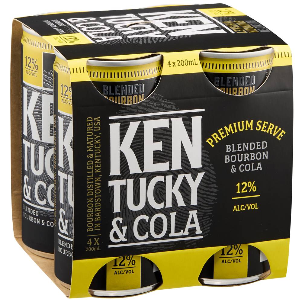 Kentucky Bourbon & Cola 12% Can 200mL X 4 pack