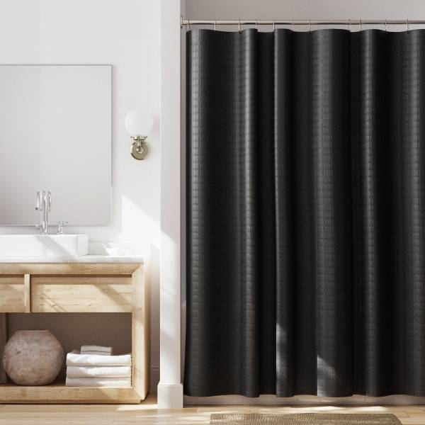Room & Retreat Madison Fabric Shower Curtain, 70 in x 72 in, Black