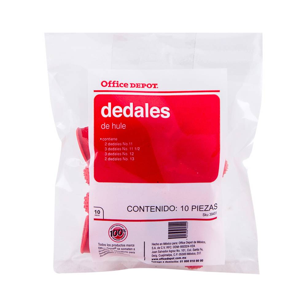 Office depot dedales de hule rojo (bolsa 10 piezas)