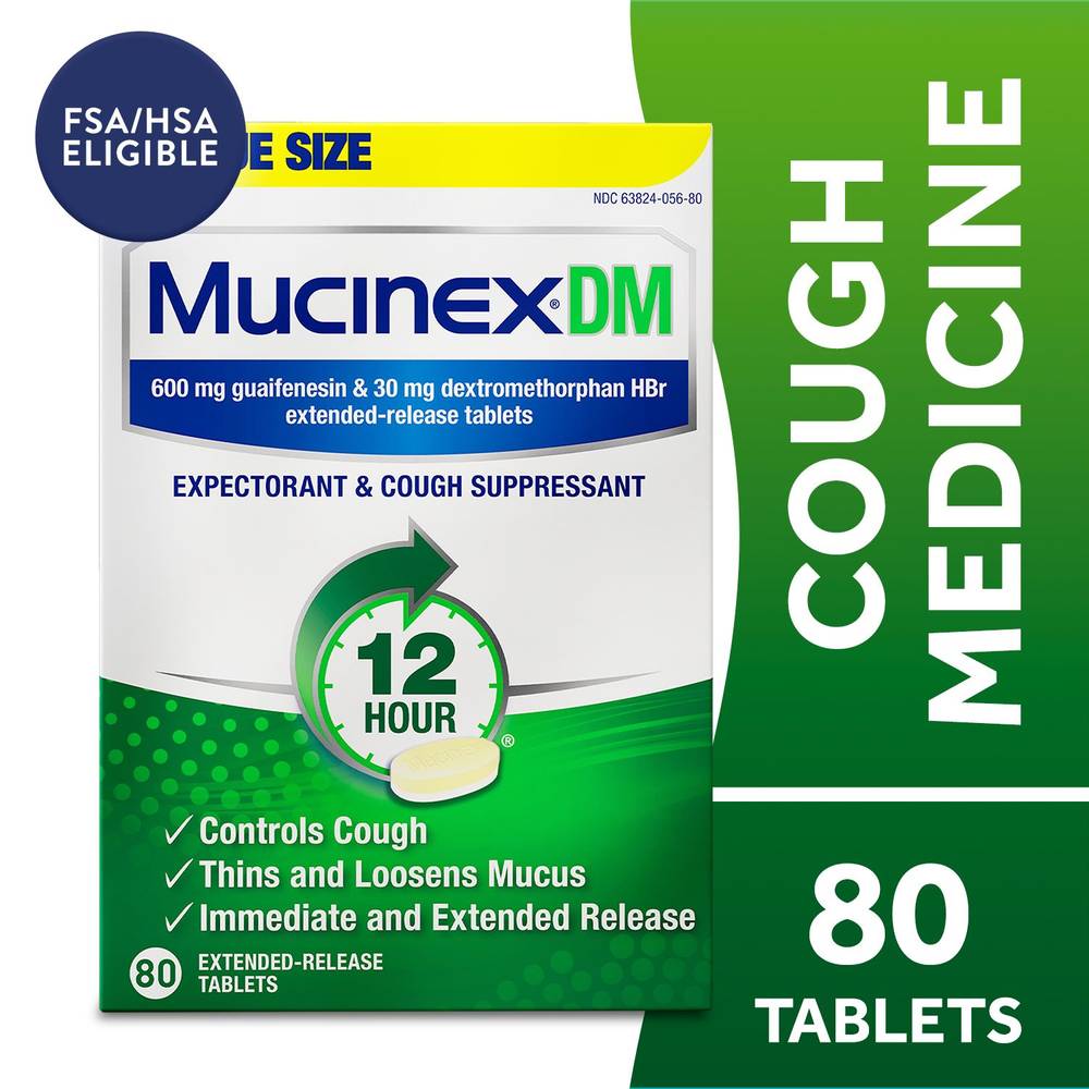 Mucinex Dm 12 Hour Expectorant & Cough Medicine Excess Mucus Relief & Cough Suppressant (80 ct)