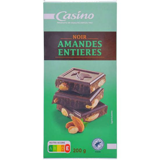 CASINO - Chocolat - Tablette de chocolat - Noir - Amandes entières - 200g