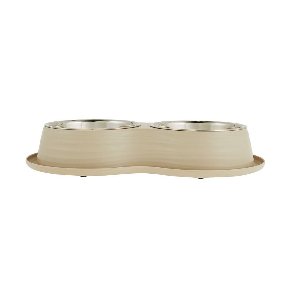 Top Paw Tan Melamine & Stainless Steel Double Diner Dog Bowl (3.75 cup/tan)