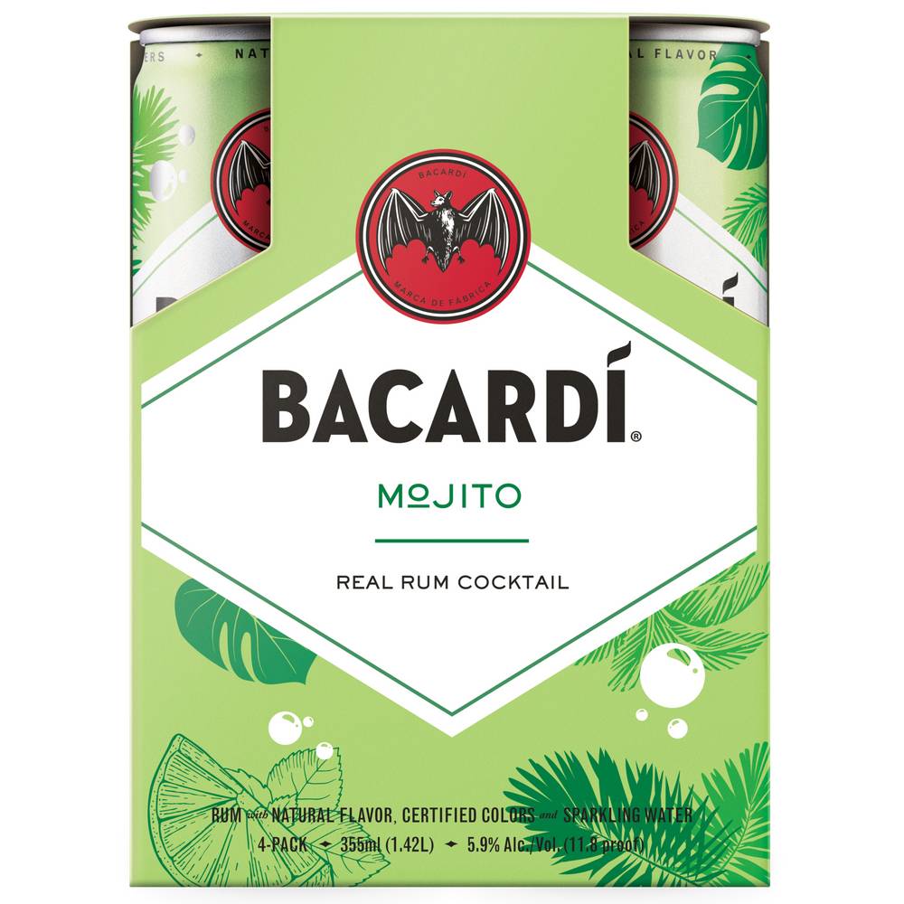 Bacardí Mojito Real Rum Cocktail (4 pack, 355ml)