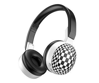 Black & White Checkerboard Wireless Headphones