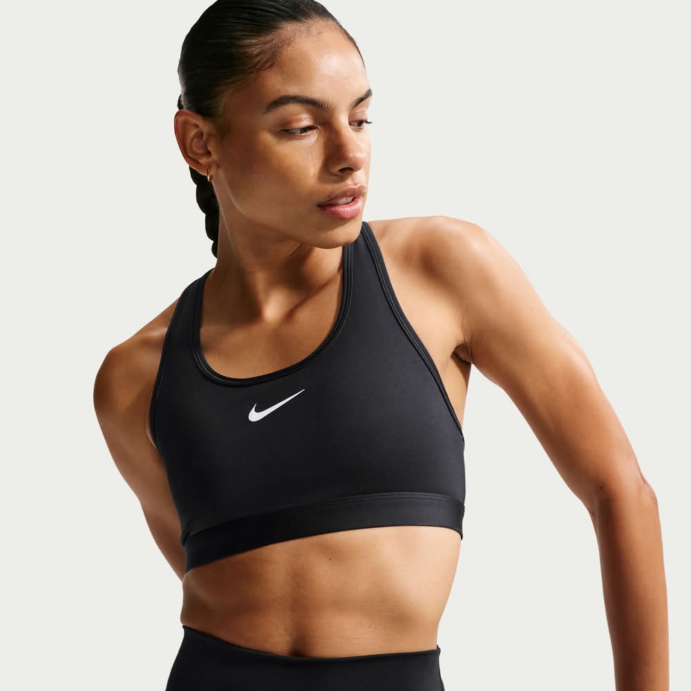 Nike Women's Swoosh Medium Support Non-Padded Sports Bra (Black, S)