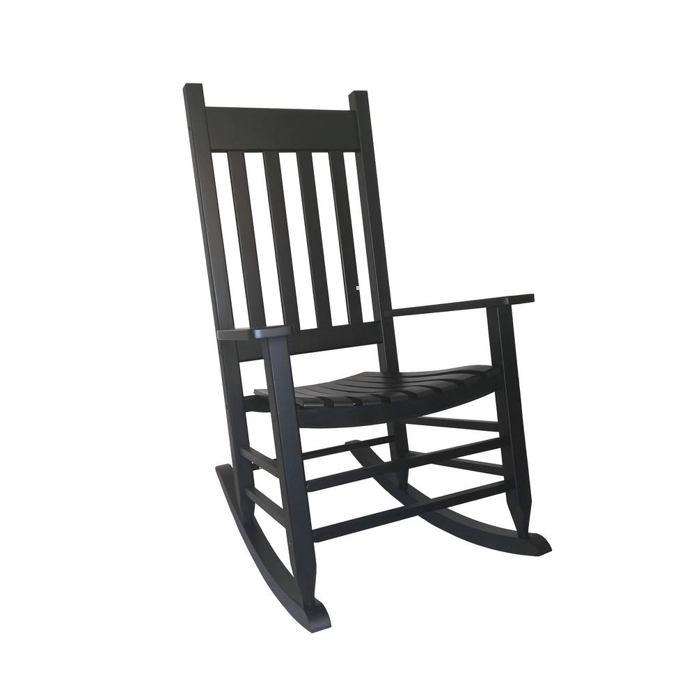 Style Selections Patio Chair Wood Frame Rocking With Slat Seat, Black