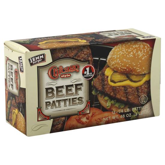 Chicago Style Jemm Burger Beef Patties (12 ct)