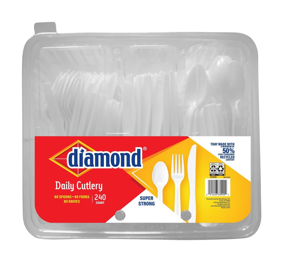 Diamond Forks Spoons and Knives Tray Disposable Cutlery (240 ct)