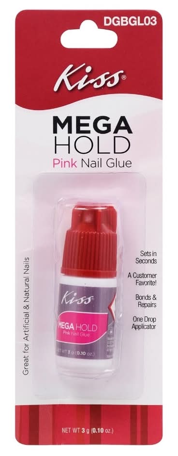 KISS Mega Hold Nail Glue, Pink (3 g)