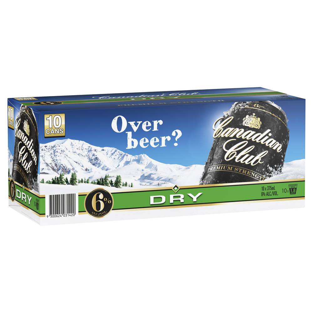 Canadian Club Premium and Dry Can 375mL  X 10 Pack