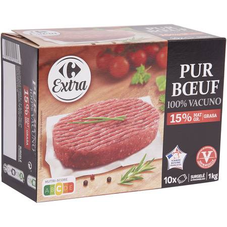 Carrefour Classic' - Steaks hachés pur bœuf (10 pièces)