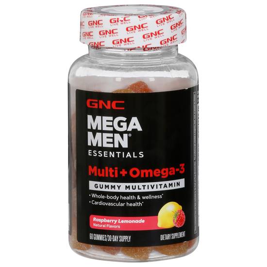 Gnc Mega Men Multi + Omega-3 Raspberry Lemonade Gummy Multivitamin