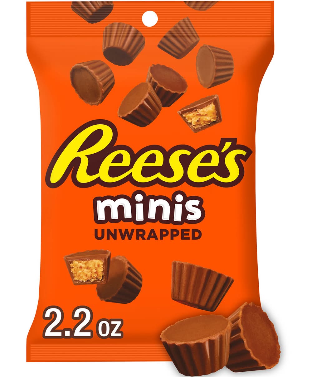 Reese's Minis Unwrapped Cups Candy Bag, Milk Chocolate & Peanut Butter (2.2 oz)