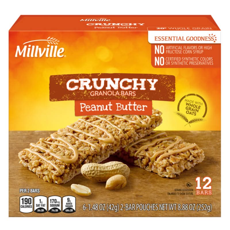 Millville Crunchy Granola Bars, Peanut Butter (6 x 2 ct)
