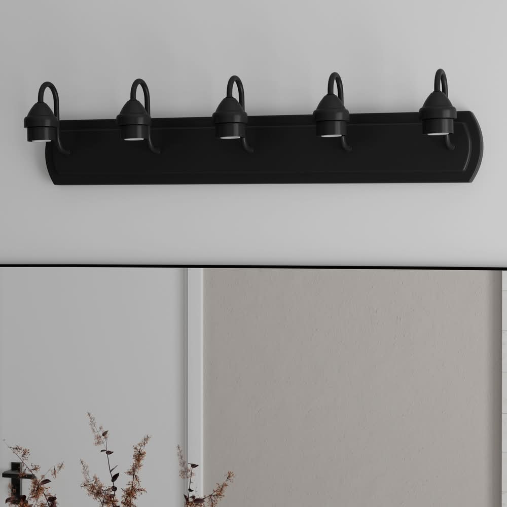 Style Selections Mix and Match 32-in 5 Light Matte Black Transitional Bathroom Vanity light fitter