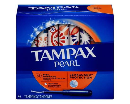 Tampax · Tampones non parfumés super - Pearl super plus with liner (36 units)