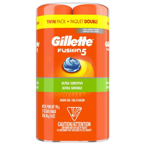 Gillette Fusion5 Ultra Sensitive Mens Hydra Gel (2 ct)