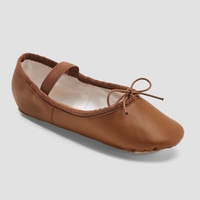 Danskin Kids' Ballet Dance Shoes - Brown 9: Pull-On, Adjustable Elastic Strap, Leather Insole