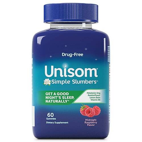 Unisom Simple Slumbers Drug-Free Sleep Aid Gummies Melatonin 5 mg Midnight Raspberry - 60.0 ea