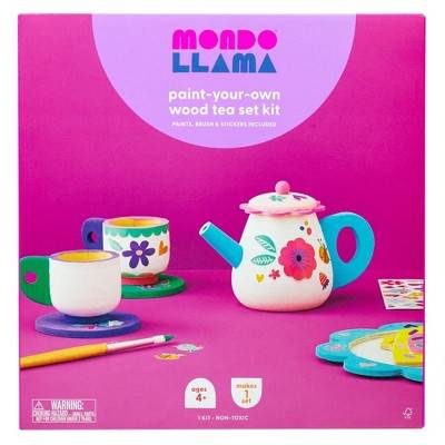 Mondo Llama Age 4+ Years Paint Your Own Wood Tea Set Kit