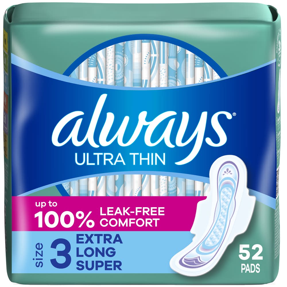 Always Extra Long Ultra Thin Unscented Pads (12.4 oz)