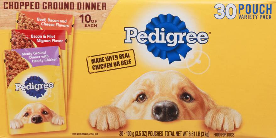 Pedigree Chopped Ground Dinner Variety pack Dog Food (30 ct, 3.5 oz)