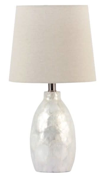 White Pearl Table Lamp with Shade, 21"