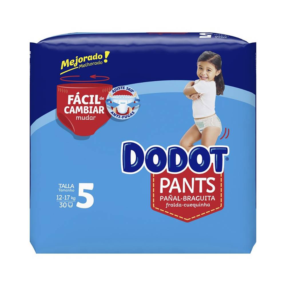 Dodot Pants Pañal-Braguita Talla 5, 30 Pañales, 12kg-17kg