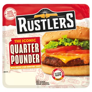 Rustlers The Iconic Quarter Pounder Burger With Cheese & Our Signature Sauce (190g)
