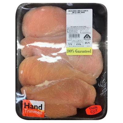 Chicken Breast Boneless Skinless Thin Cut Hand Trimmed - 1 Lb