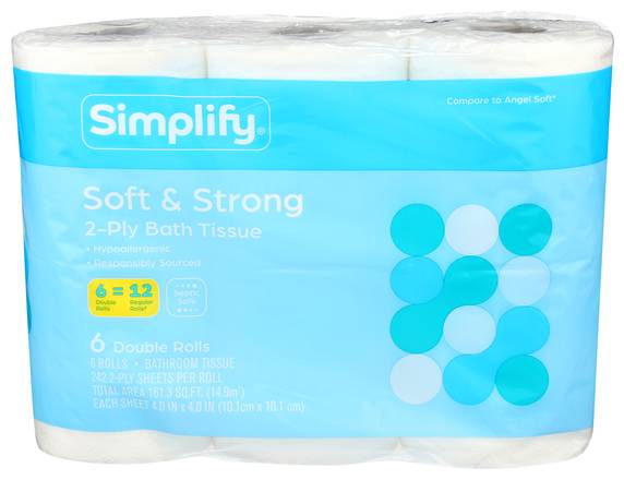 Simplify Soft & Strong Bathroom Tissue - 6 Double Rolls