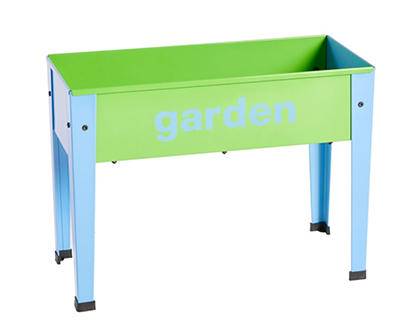 24" Kids Green & Blue Elevated Metal Garden Bed