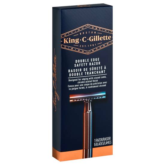 King C Gillette Men’s Double Edge Safety Razor With 5 Double Edge Refill Blades