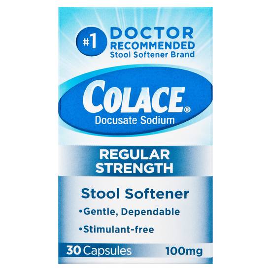 Colace Regular Strength Docusate Sodium 100 mg Stool Softener Capsules (30 ct)