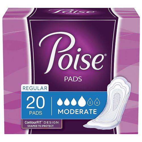 Poise Postpartum Pads for Bladder Leaks, Moderate Absorbency, Regular Length - 20.0 ea