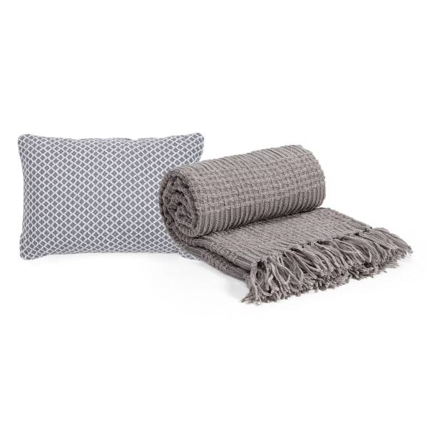 Realspace™ Pillow And Blanket Set, Gray