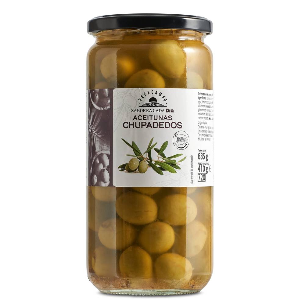 Aceitunas Chupadedos Con Hueso Vegecampo De Dia Frasco 410 G