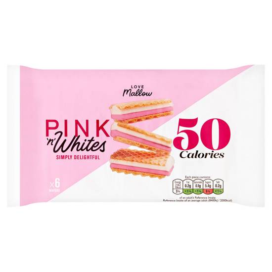 Love Mallow 6 Pink 'n' Whites Wafers 85g