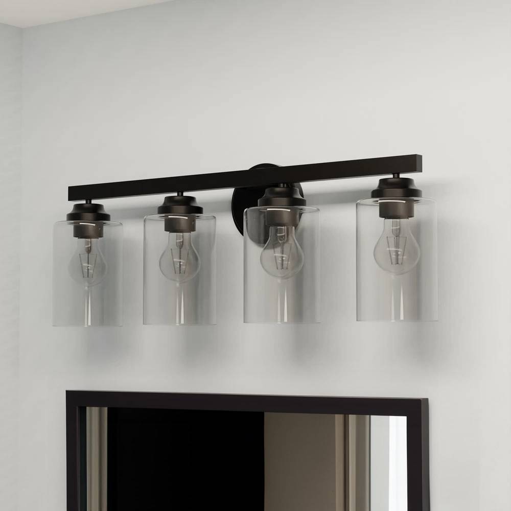 allen + roth Emeryson 24.5-in 4-Light Matte Black Transitional Vanity Light | VB220-4MBK