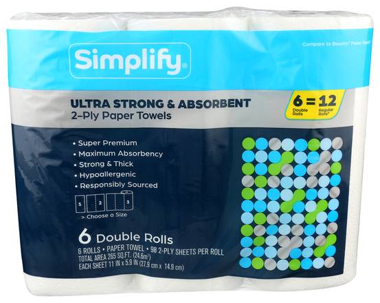 Simplify Ultra Strong & Absorbent 2-ply Paper Towels (11 in x 5.9 in)