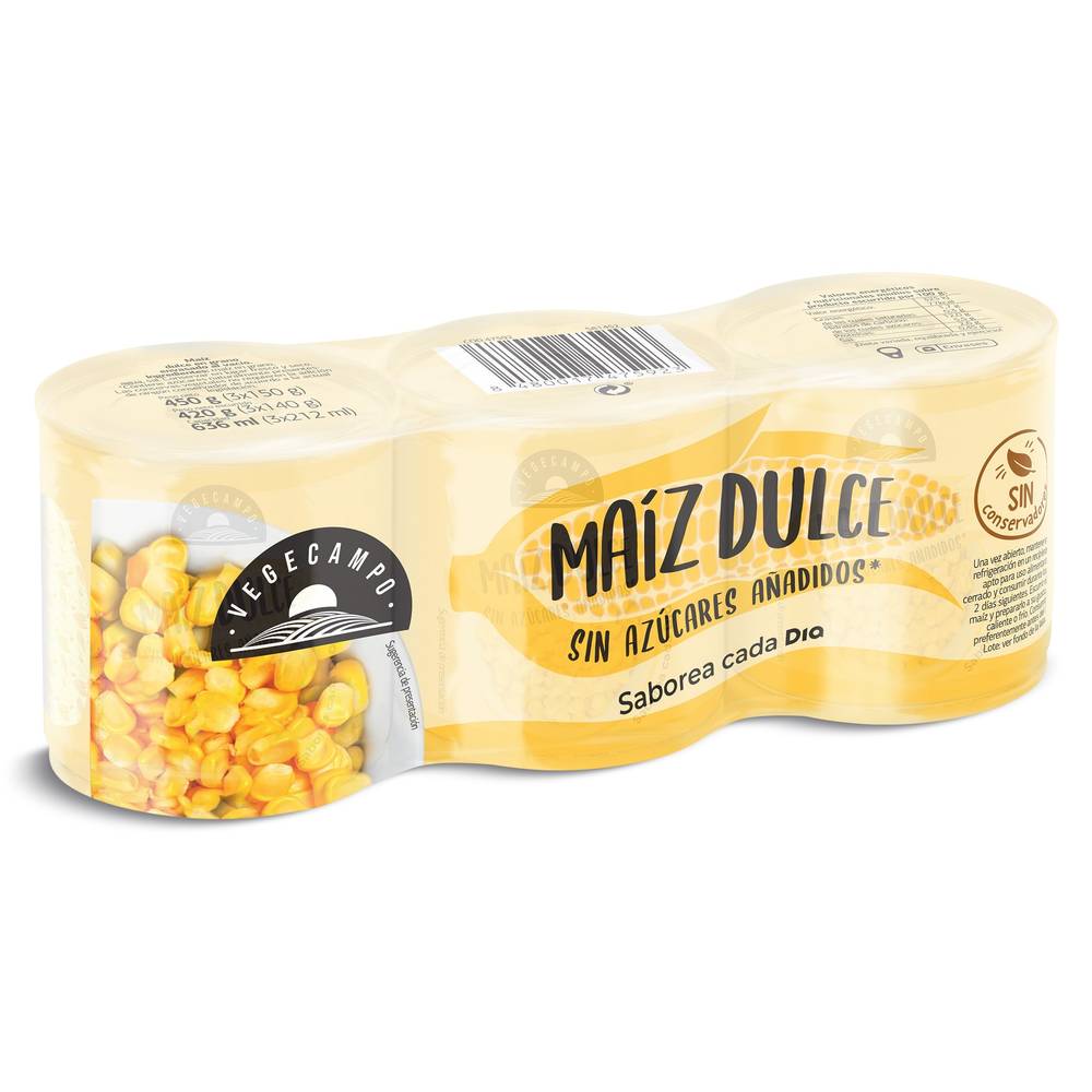 Maíz Dulce Vegecampo De Dia Lata 3 X 140 G