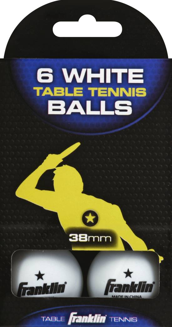 Franklin 38mm White Table Tennis Balls (6 balls)