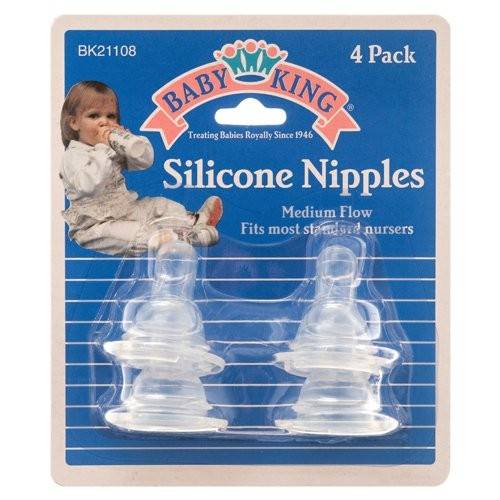 Baby King Medium Flow Silicone Nipples (4 ct)