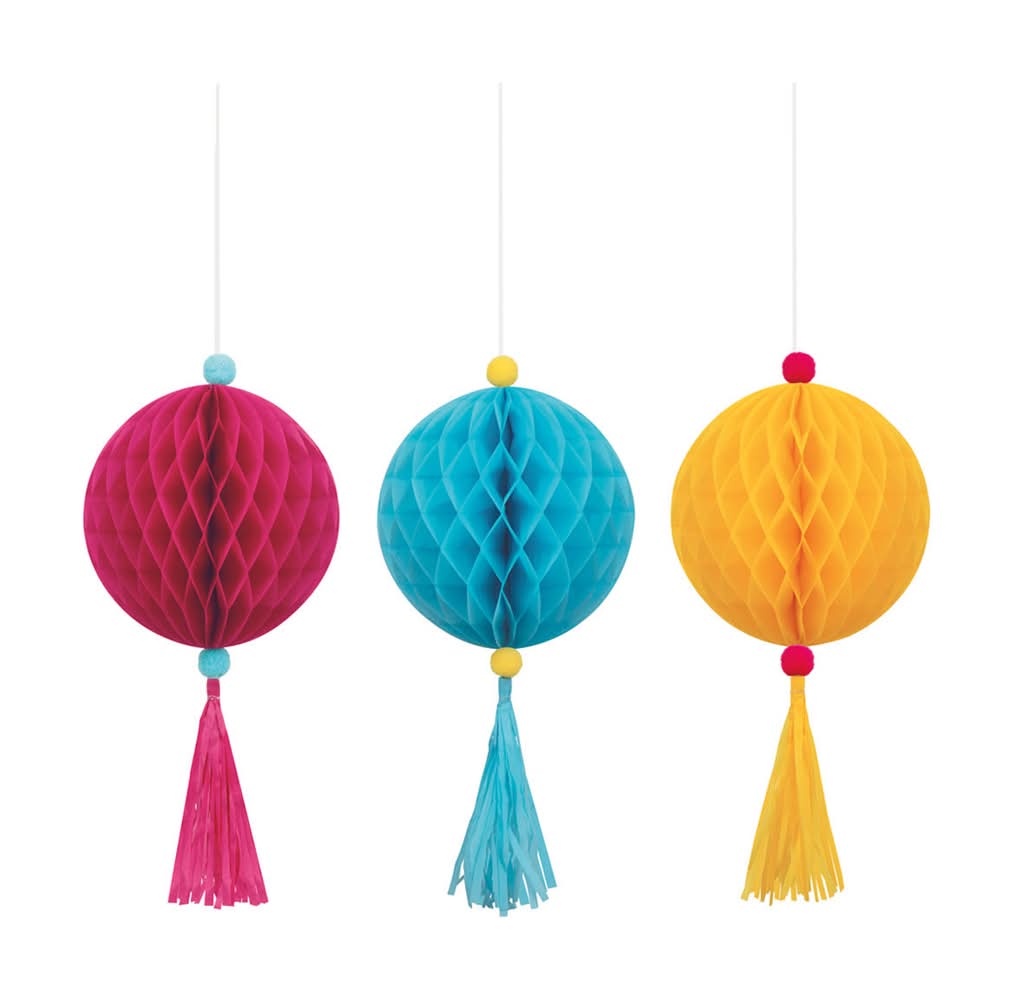 Neon Honeycomb Decorations 3 Ct 16 In